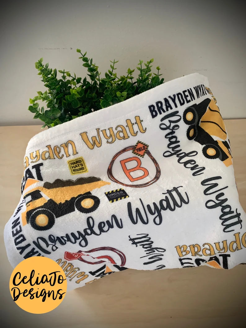 Personalized Construction Truck Blanket